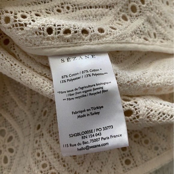 SEZANE Jesse Blouse in Ecru Guipure Lace NWOT - Picture 6 of 7